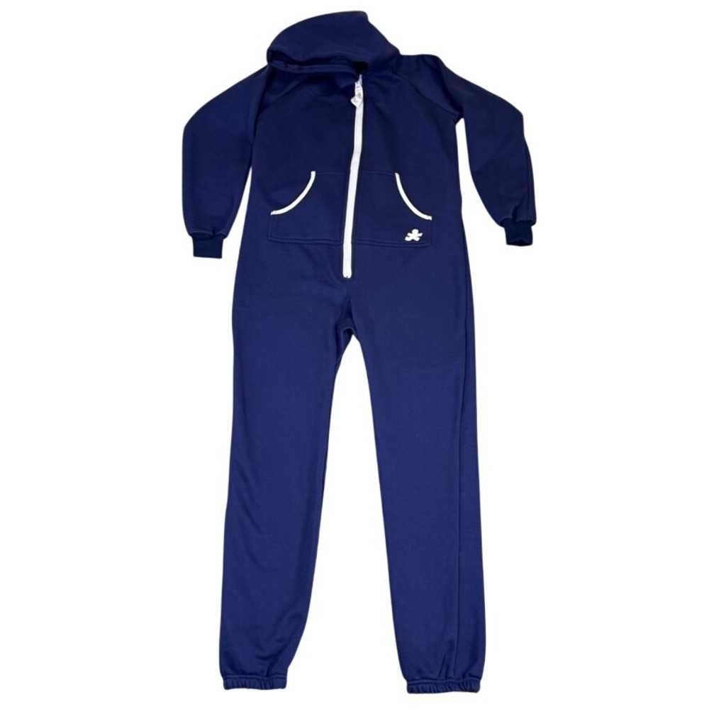 Joggies OnePiece Navy Blue Hooded Jumpsuit Full Zip Loungewear Pajamas Unisex XS